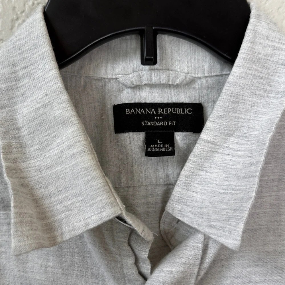 Mens Banana Republic Casual Button-Down Shirt Light Gray size Large